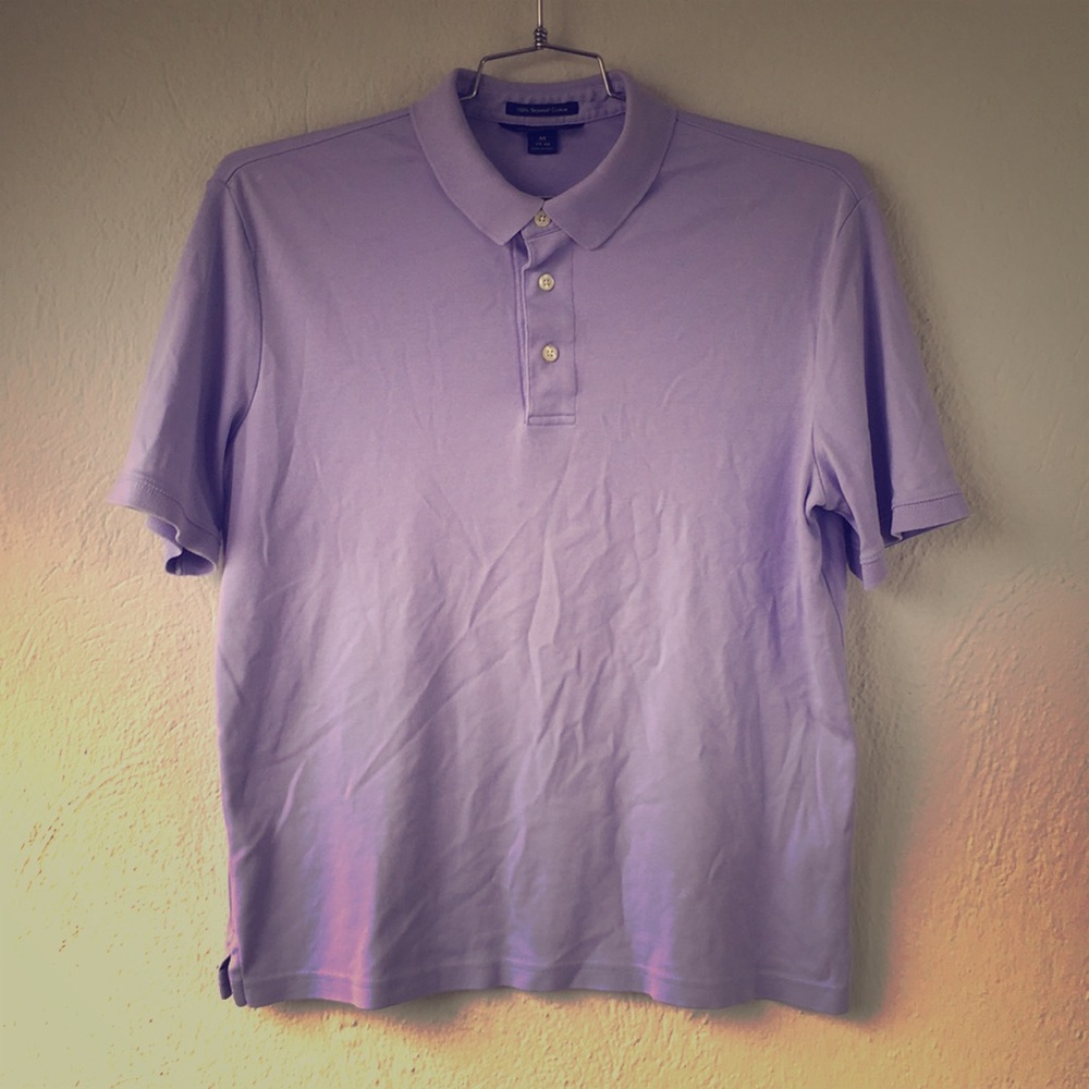 Lands’ End Pima Cotton button golf polo shirt Purp
